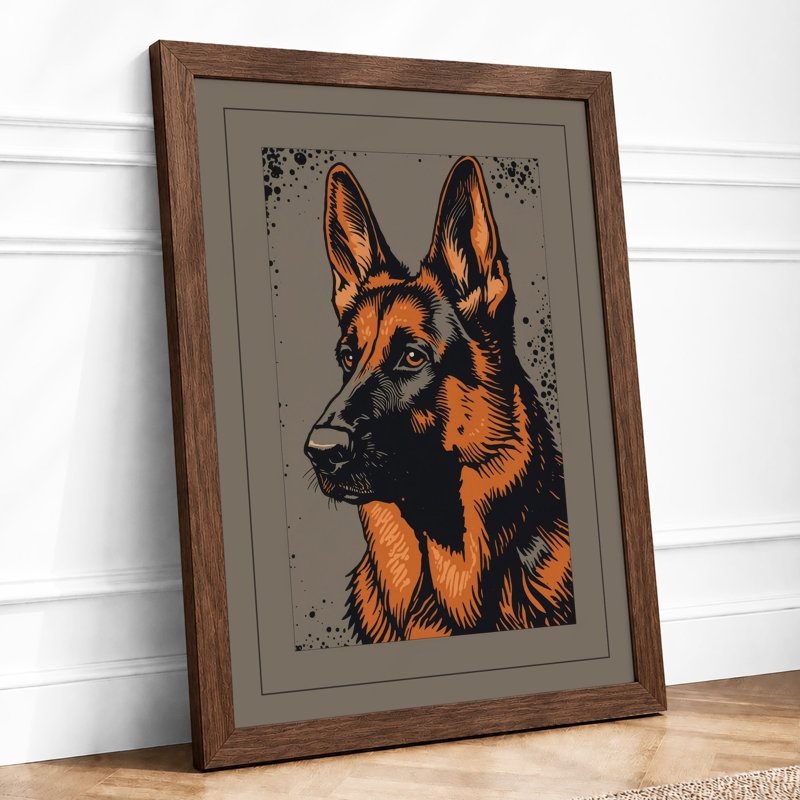 German Shepherd Profile Graphic Art - Print, Walnut, A4 - 29.7 x 21.0 cm