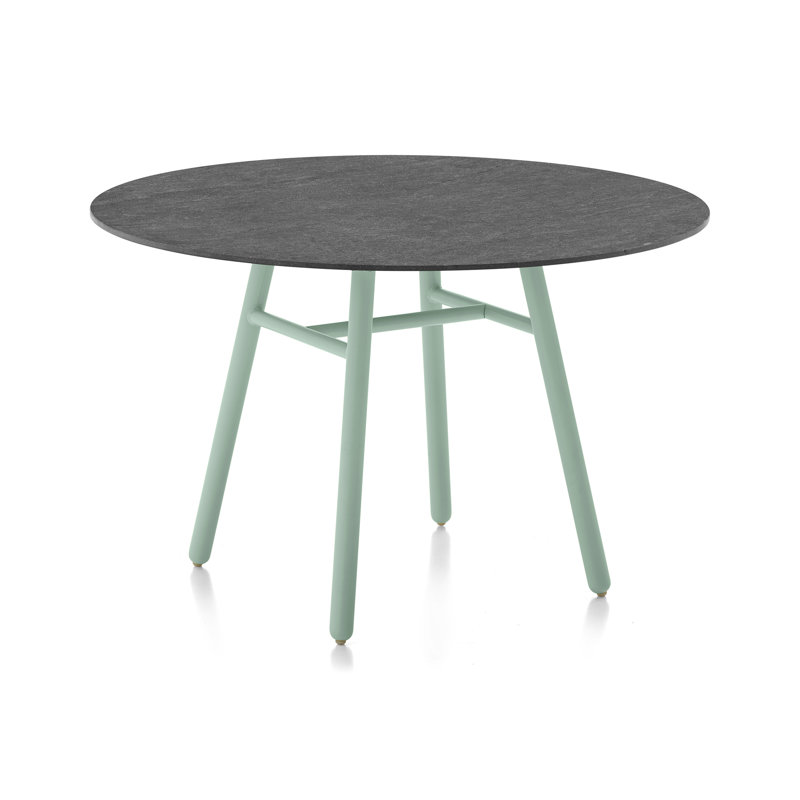 Yo! Bistro Table with Metal Legs, Cardoso Black, Matt Thyme Green