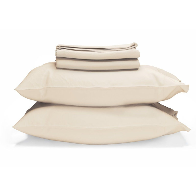 Organic Cotton Sheet Set 300TC Percale, Undyed, Cal King Sheet Set with 2 Pillowcases
