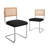 Set of 2 Armless Rattan Dining Chairs, Soft Teddy Fleece Upholstered Kitchen Chairs with Woven Back & Sturdy Gold Metal Legs - Space-Saving Seating for Dining Room, Breakfast Nook & Restaurant, White-304931876-291651465