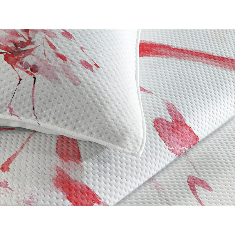 Flamingo Polyester Coverlet, Twin Bedspread + 1 Sham