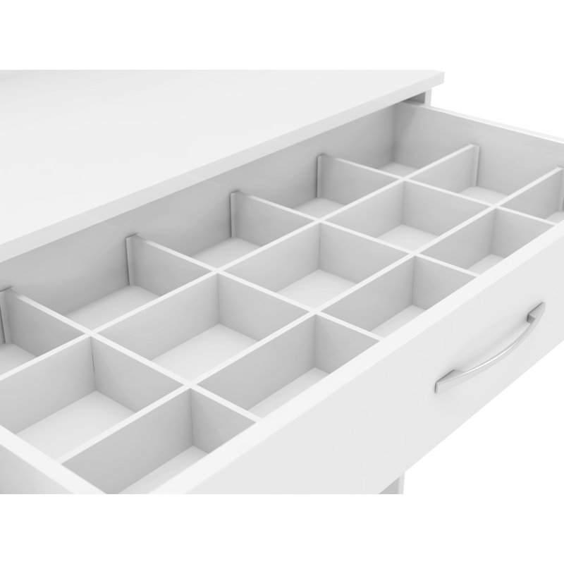Cascio Dressing Table Set with Mirror, White Gloss