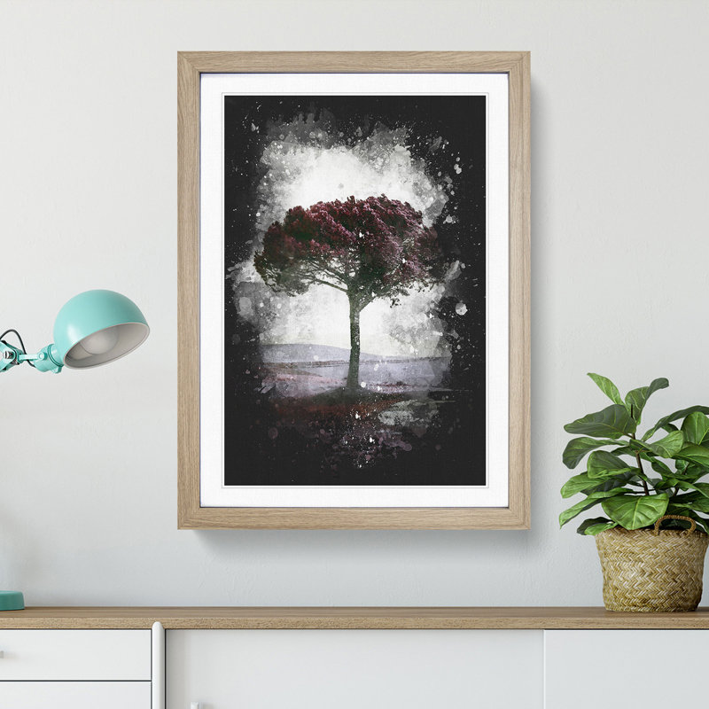 Tree in Tuscany Italy - Framed Print, 33cm H x 24cm W x 2cm D, Oak Framed