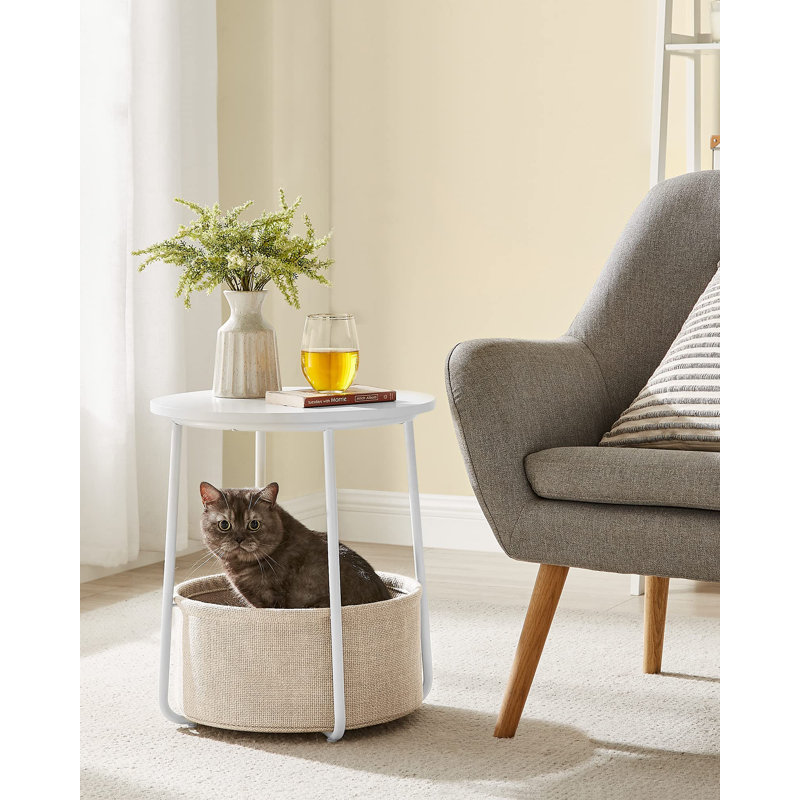 Blen End Table, Beige, White