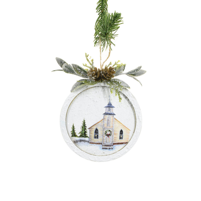 Ornement boule blanche suspendue (paquet de 4)