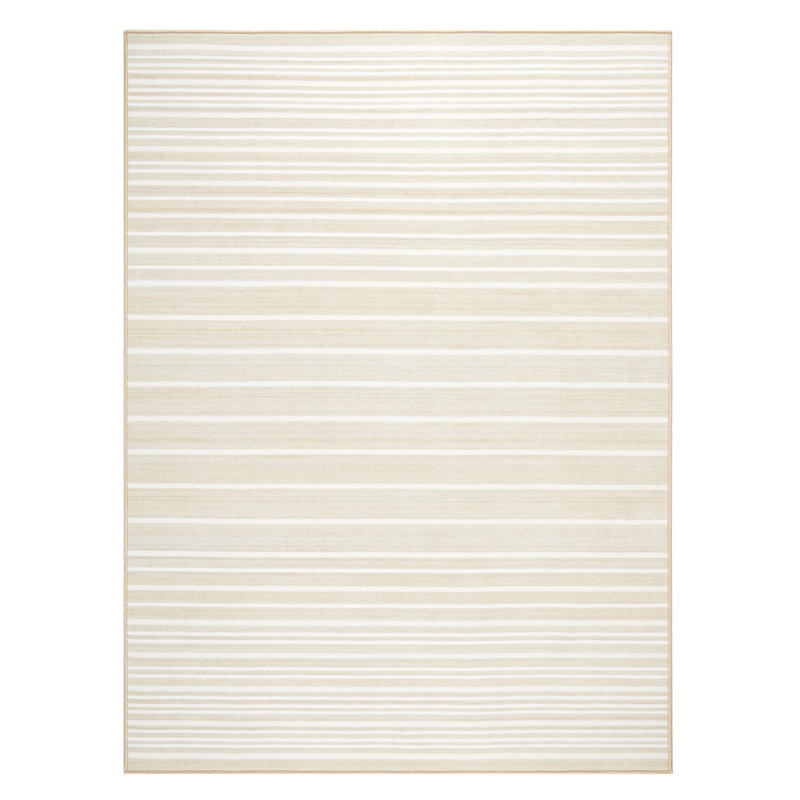 Town & Country Basic Layne Everwash Non-Slip Backing Area Rug Cream/Beige, Rectangle 5'2" x 7'2"
