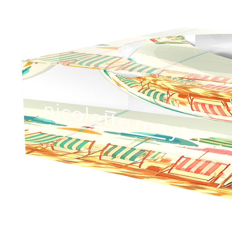 Beach Umbrella Pastels Decorative Tray, 6"W x 6"D x 2"H