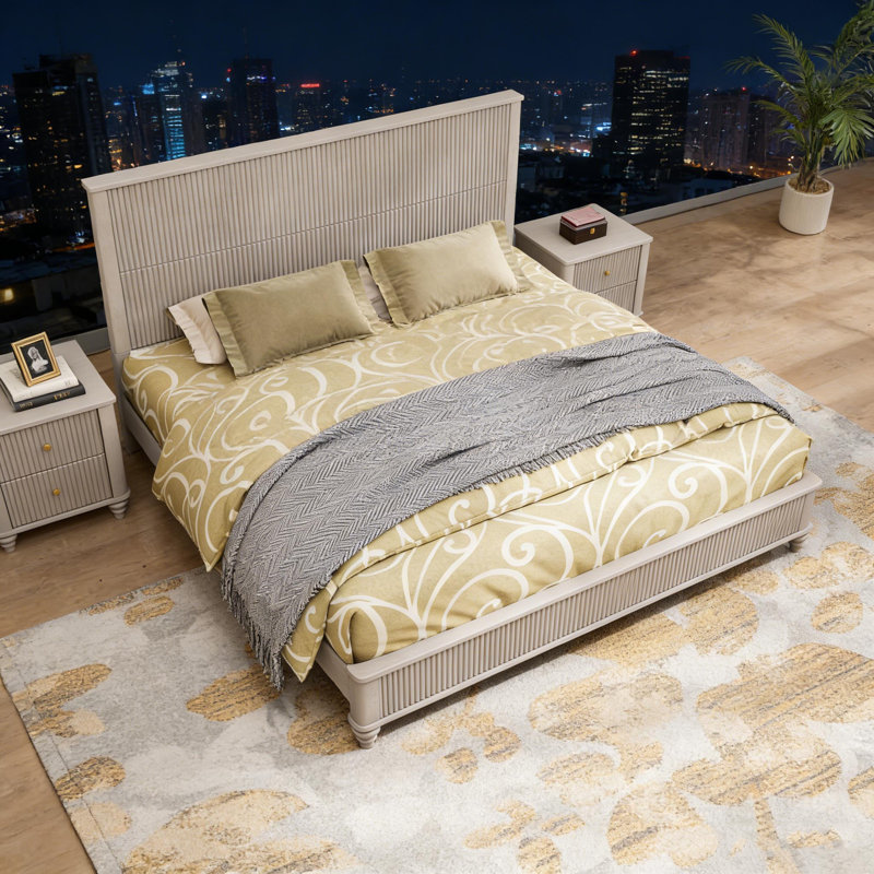 Base de lit en bois massif, Gris