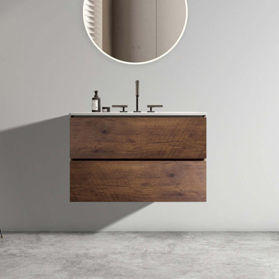 Meuble-lavabo mural 30 po avec lavabo en céramique Annamari