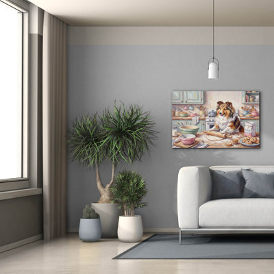  'Shetland Sheepdog In The Kitchen' by Rich Monet Canvas Wall Art, 40" x 26"