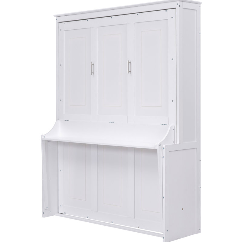 Grand lit avec tablettes pratiques, blanc