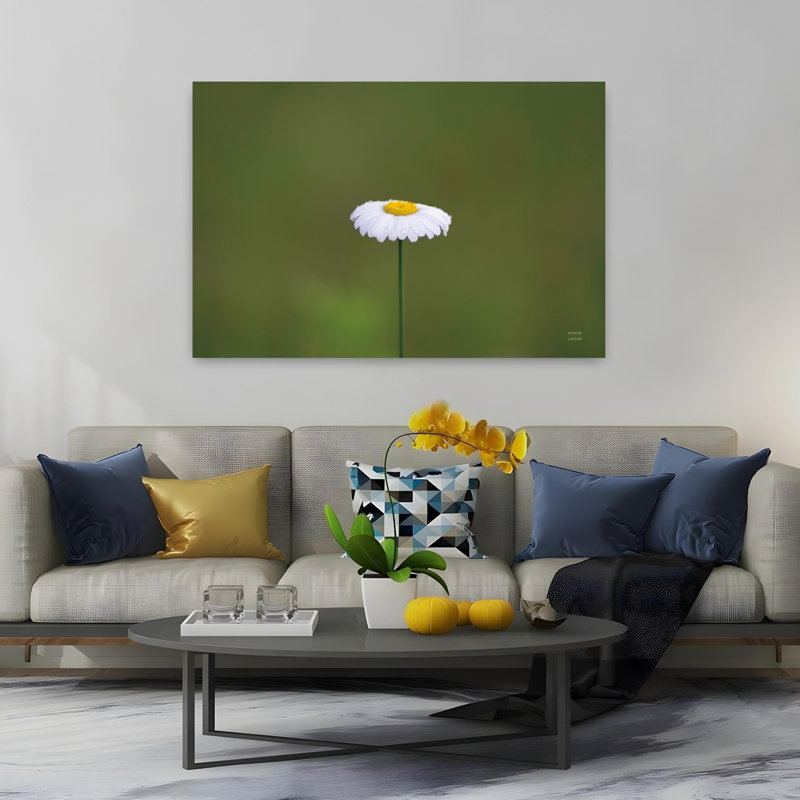 Art contemporain, paysage de marguerite abstraite, H 40 po x l 60 po