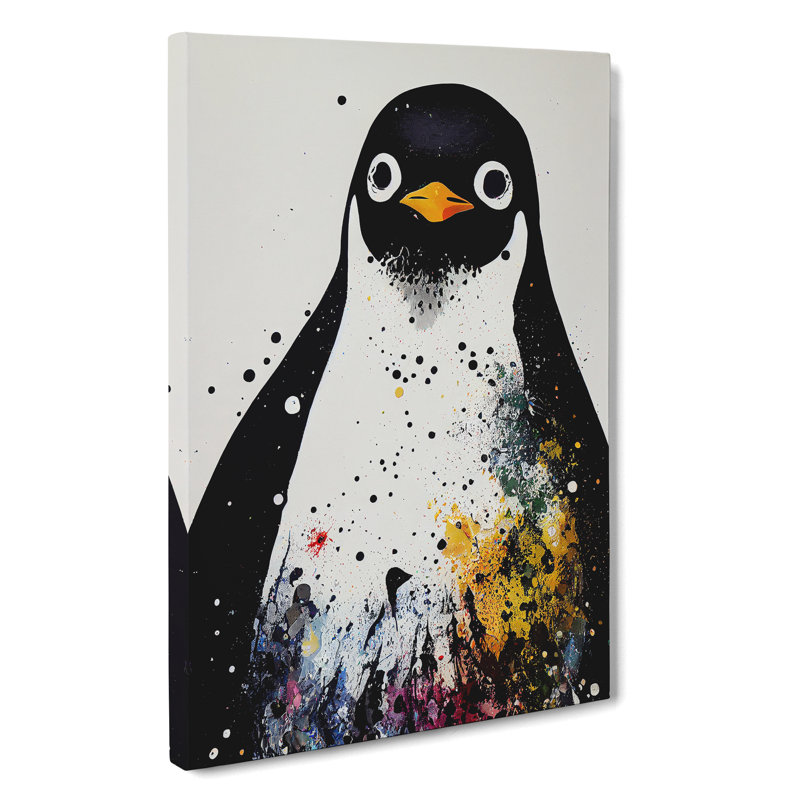 Paint Splash Penguin No.5 - Wrapped Canvas, 50cm H x 35cm W x 3cm D