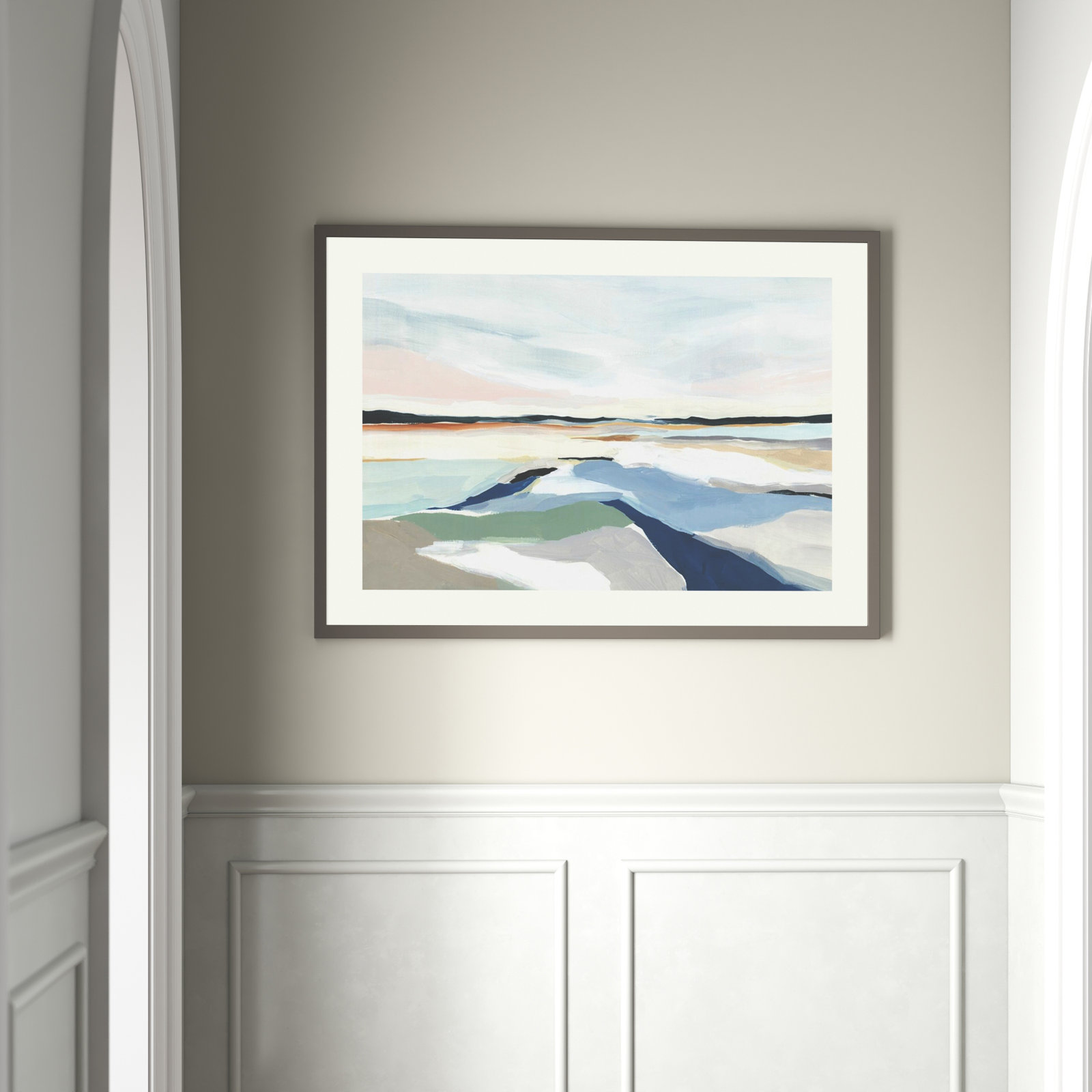Seaside Day I by Isabelle Z, Gray Framed Paper, 31" H x 43" W