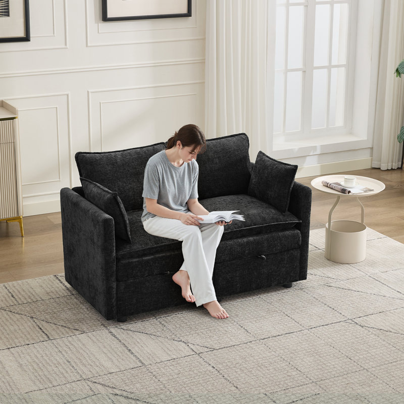 Canapé modulaire avec rangement 55,4 po, Noir