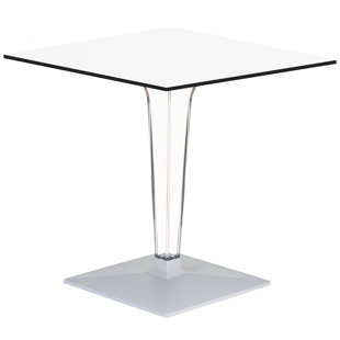 Table carrée en HPL Ice avec base transparente 24 pouces