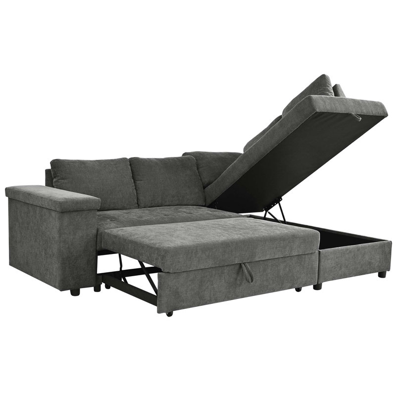 Polyester With Square Arms Sofa, Gray Polyester