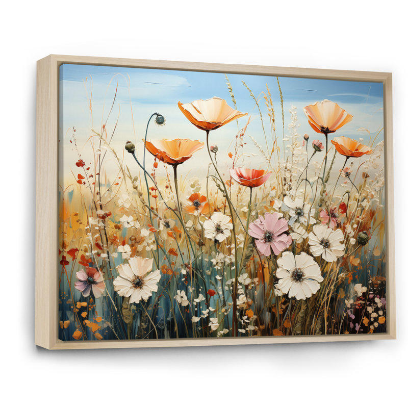 Fleurs sauvages, symphonie florale sur toile, Cadre naturel flottant, H 12 po x l 20 po x P 1 po