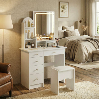 Ensemble coiffeuse avec miroir et tabouret Artilus