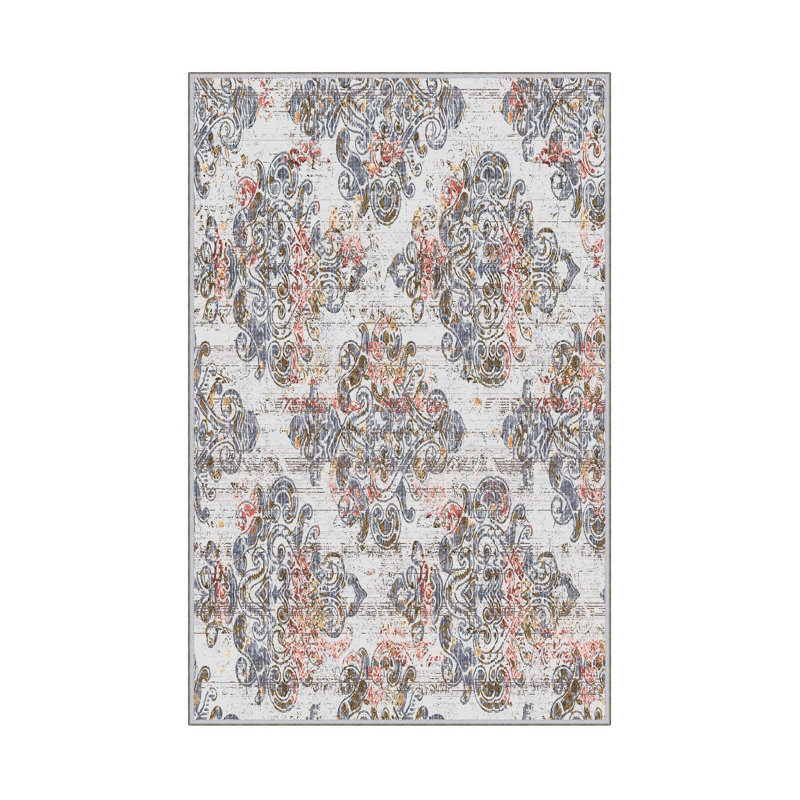 Luxurious Woven Carpet 5.2 x 7.5 ft, 100% Polyester, 0.4 in Pile Height | Antibacterial, Non-Slip PVC Dot Underside, Machine Washable | Elegant 3D Digital Print Design, Perfect for Living Room & Bedroom Décor