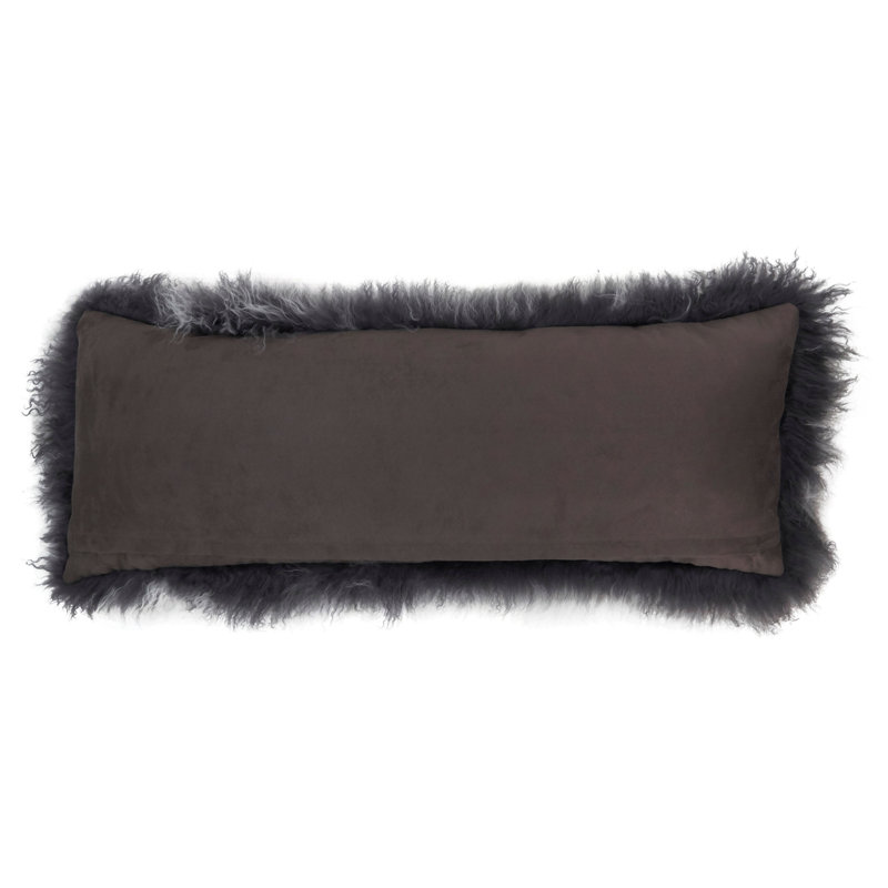 Iyana Wool Throw Pillow, Charcoal, 14"H x 36"W