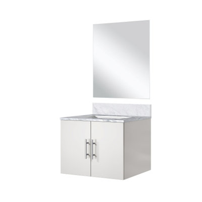 Meuble-lavabo simple.  Comptoir et miroir en marbre de culture