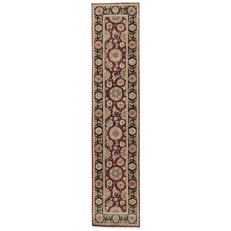 Manchuria Wool Oriental Area Rug in Black/Wine