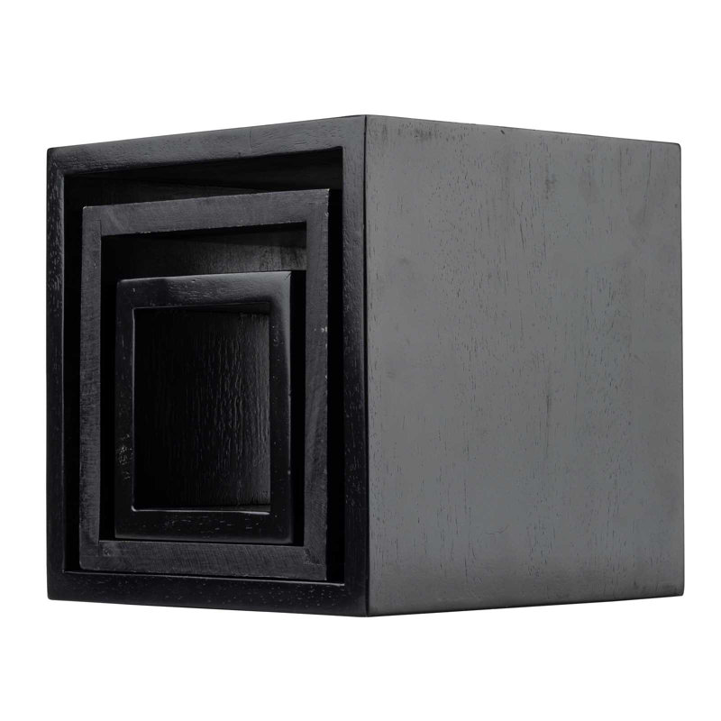 Ensemble 3 pièces de table en bois noir TableCraft Barclay Collection, carrés de 5 po, 7 po et 9 po