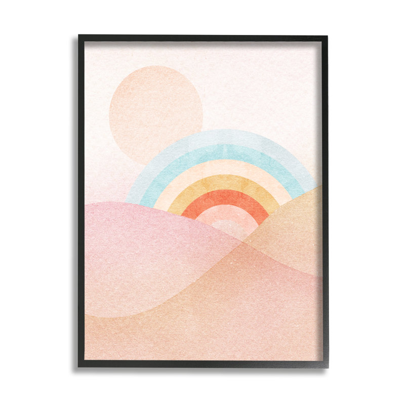 «Au-646-Giclee Rainbow Landscape Neutral Tones» par Lil 'Rue, impression, Giclée encadrée noir minuit