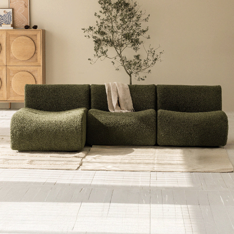 Boneless Boneless Sectional 3 Seater Sofa With Chaise, 101" Reversible L-Shaped Modular Sherpa Couches For Living Room – No Assembly