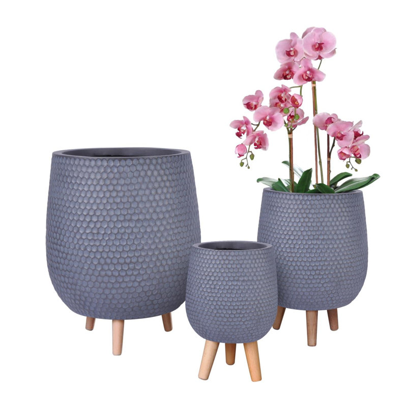 Honeycomb Style Egg Planter with Feet, 34cm H x 22cm W x 22cm D, Grey