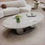 Table basse en pierre frittée moderne avec base en acier inoxydable, facile à nettoyer et amp; Durable pour le salon