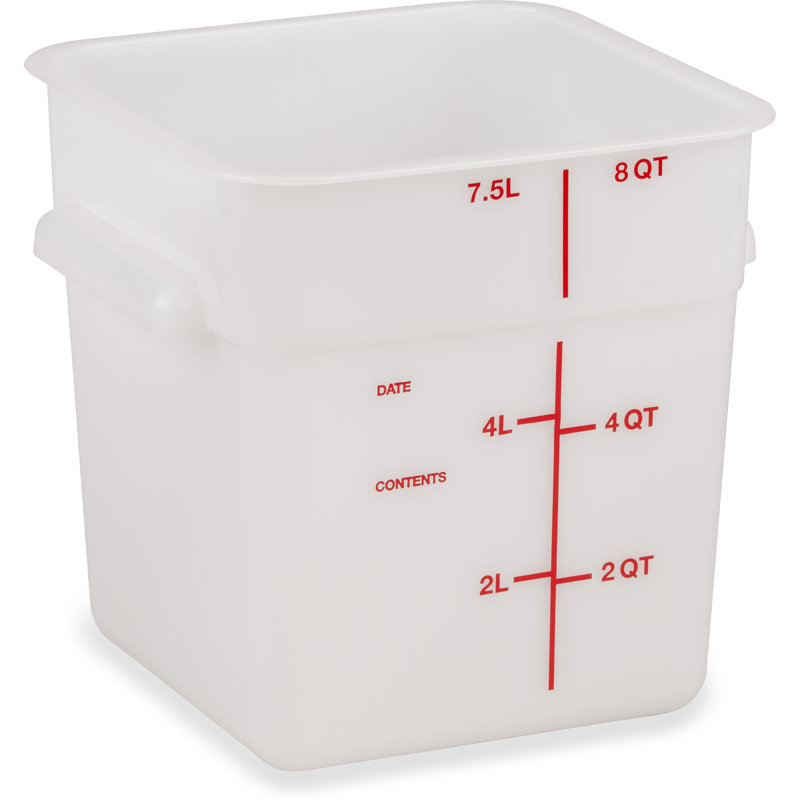Carlisle Food Service Products 2 Gallons Square Polyethylene Food Storage Container, White