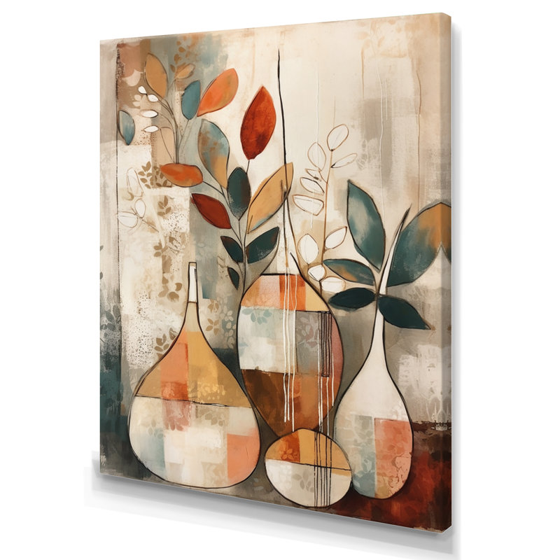 Ruhani vert et beige canalisant les vibrations bohémiennes sur toile, H 40 po x l 30 po, Toile tendue
