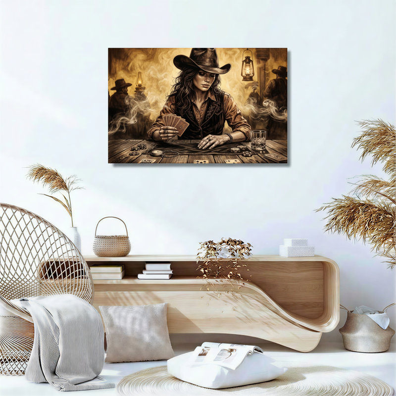 Ensemble de 1 toile murale Western Poker, H 28 po x l 40 po, Toile tendue