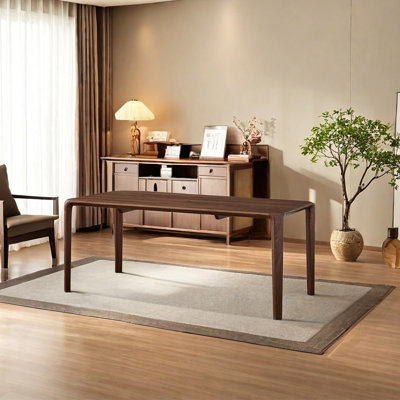 Rectangular solid wood dining table