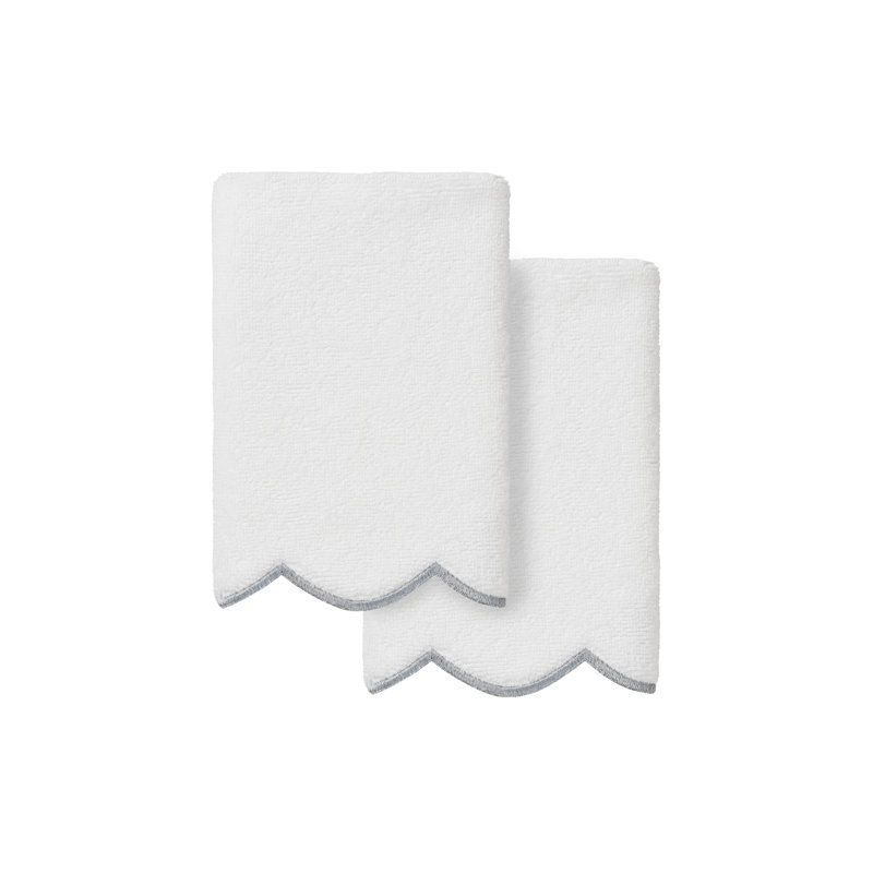 Ensemble de serviettes 100% coton turc ADORNIA, Blanc / Gris, Ensemble de 2 serviettes à doigts