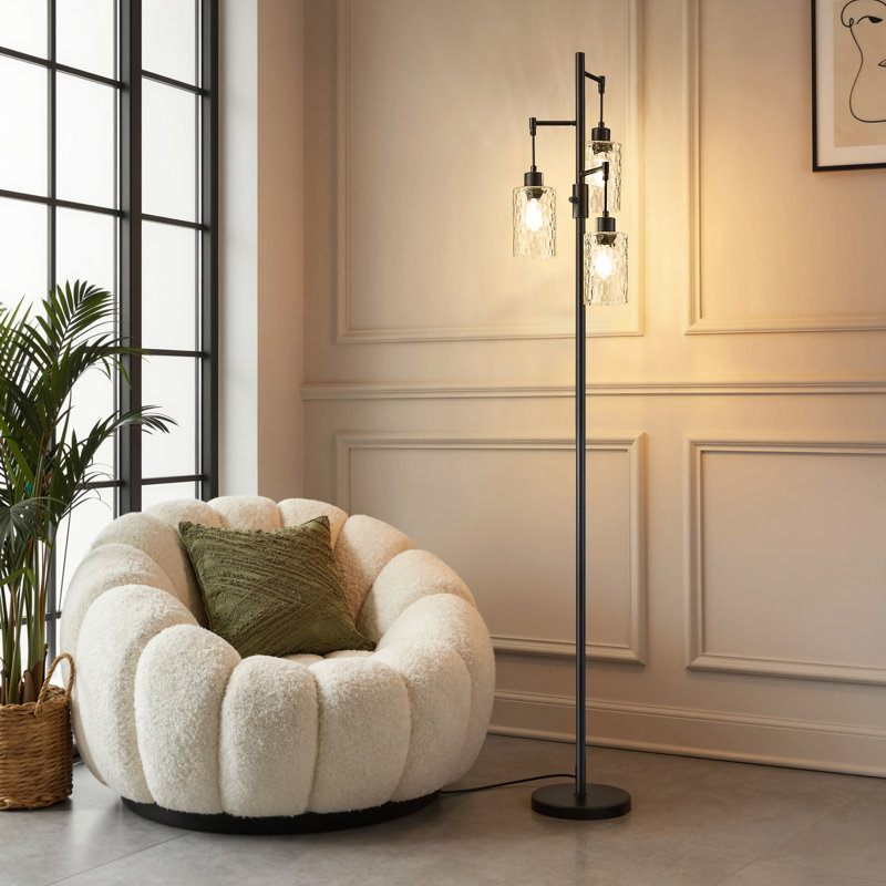 70" Modern Dimmable Tree Floor Lamp With Rotary Switch,3 Bulbs Included