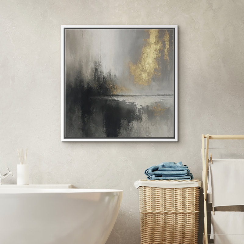Reproduction d'art encadrée sur toile pour décor moderne neutre, H 16 po x l 16 po, Blanc