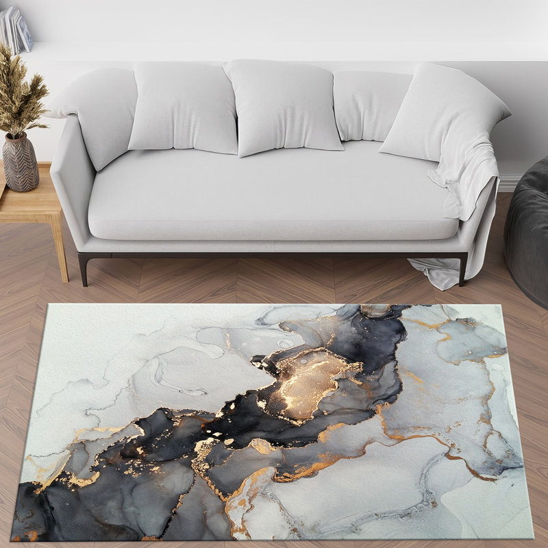 Chic Floral Printed Soft Pile Rug in Vibrant Tones Perfect for Adding a Pop to Your Living Room or Bedroom
