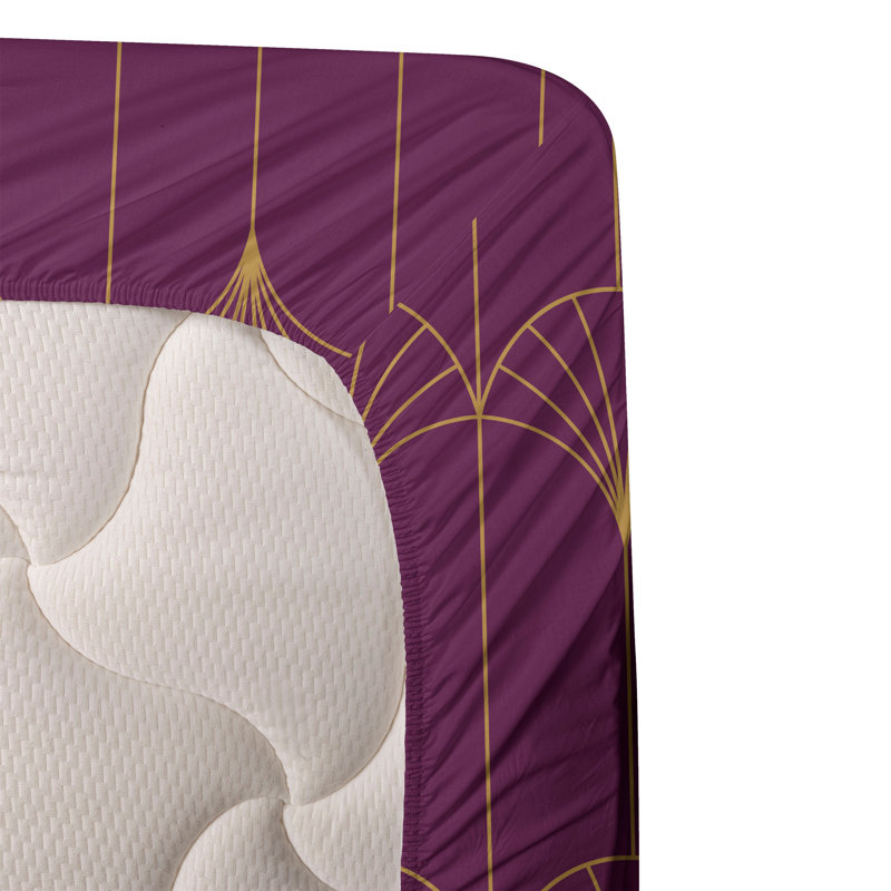 Microfiber Sheet Set, Twin Sheet Set with 1 Pillowcase, Purple/Sand Brown Geometric
