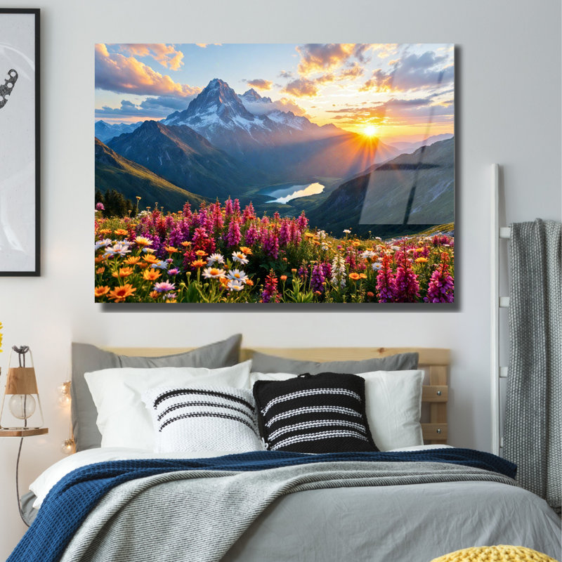Yosemite Mountain View - Art mural en verre campagne, H 20 po x l 30 po