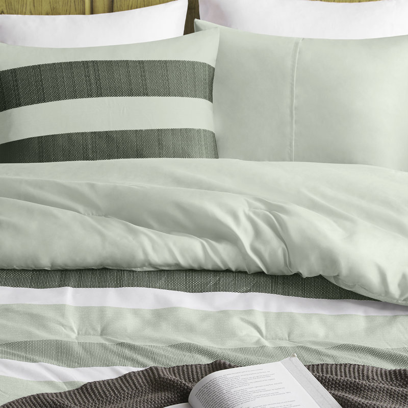 Ensembles de literie à rayures sauge de qualité supérieure, polyester confortable, utilisation toutes saisons