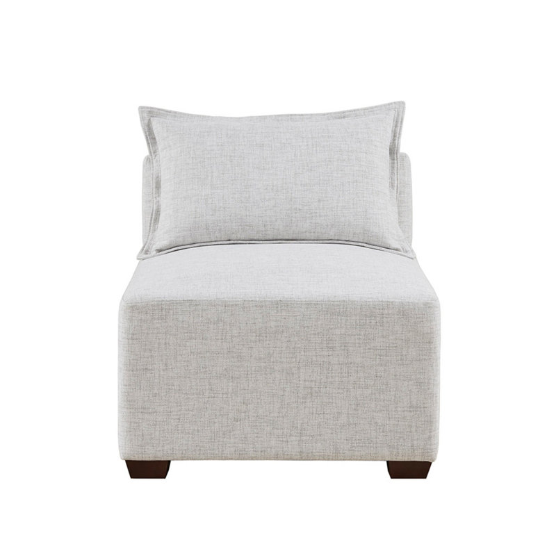 Silver Gray Woven Poly Fabric Modular Armless Chair