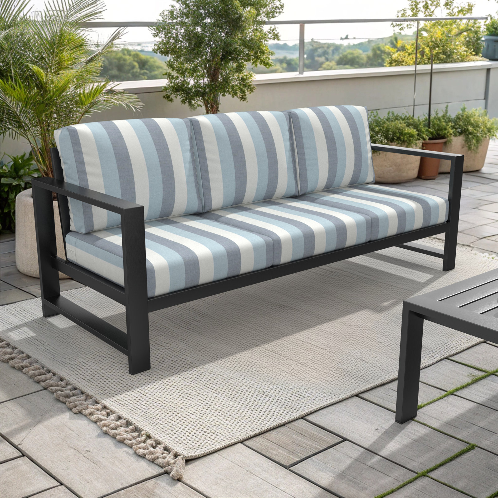 Dulcie 80" Sunbrella® Patio Sofa, Sunbrella Direction Dew