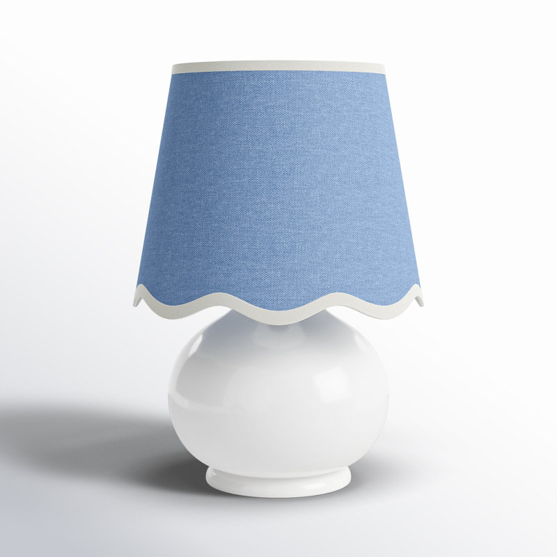 Momsen Coloured Scallop Shade Lamp, Blue, High Gloss White