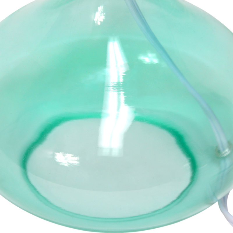 Aqua Glass Gourd Nightstand Lamp with White Barrel Shade