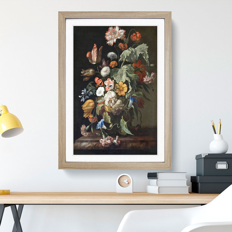 Still Life with Flowers Vol.1 by Rachel Ruysch - Picture Frame Painting, Oak, 36cm H x 27cm W x 2cm D