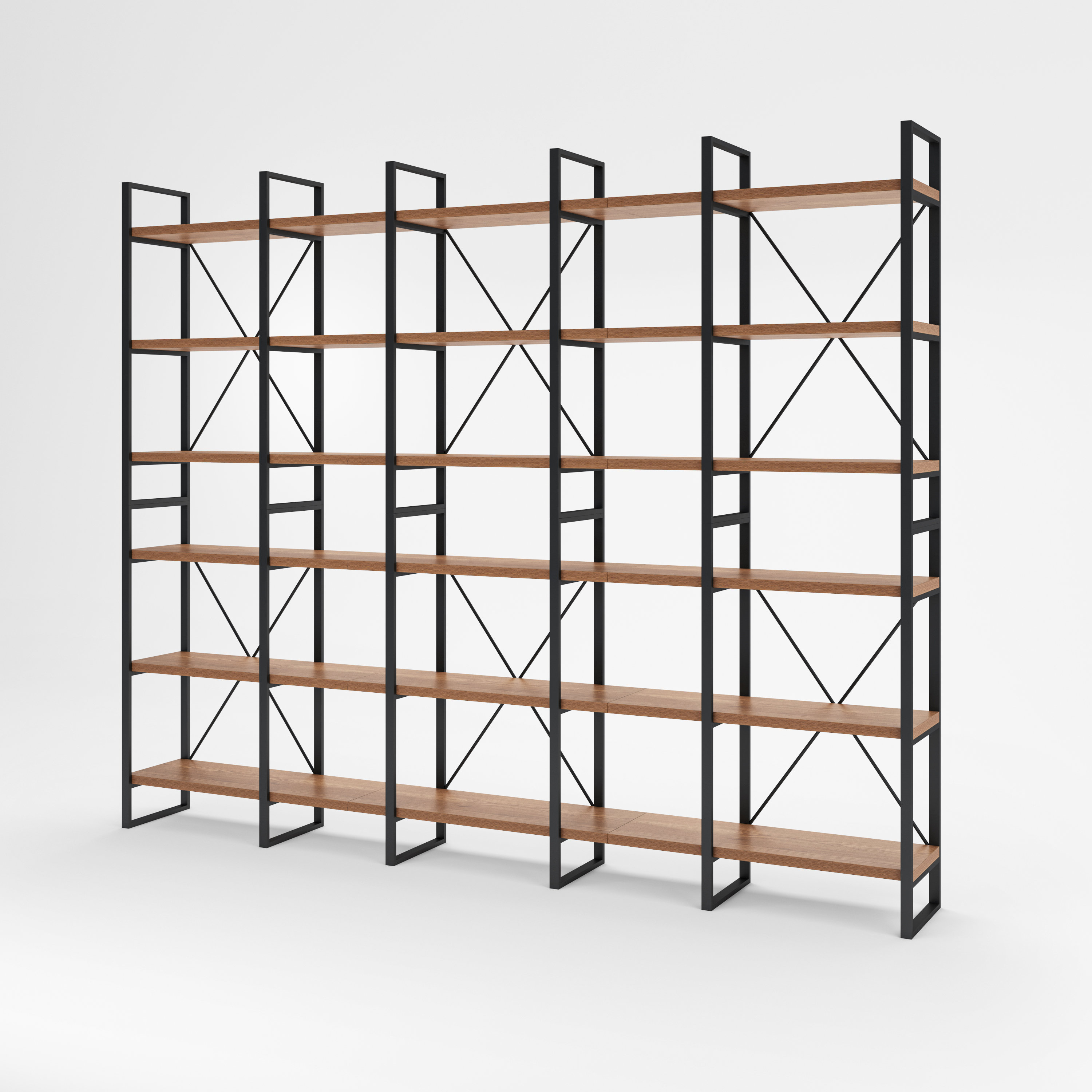 17 Stories Lotus Home JD Walnut Colour Storage and Display Bookcases ...