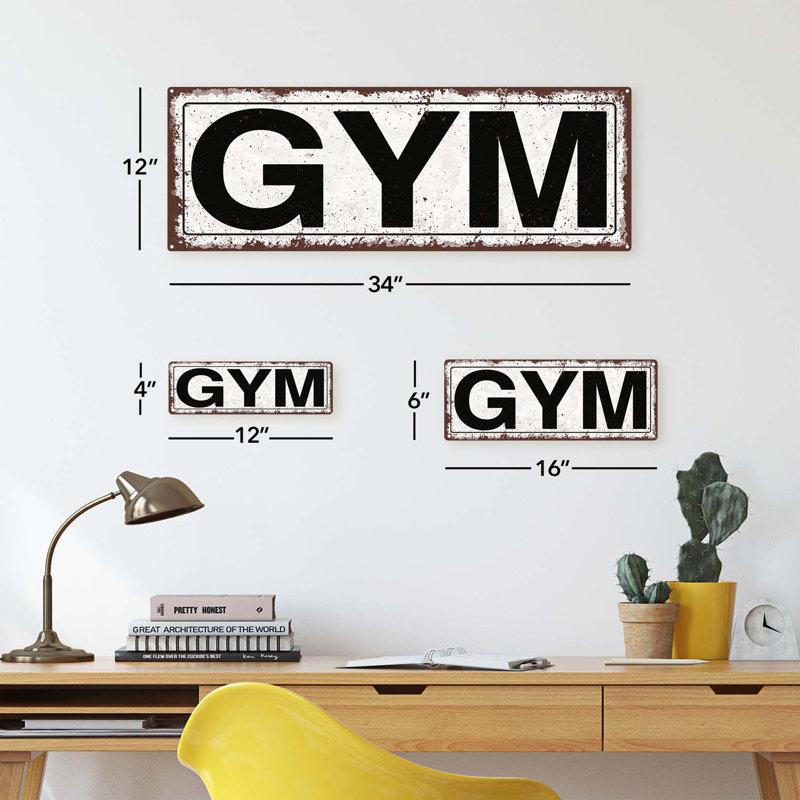 Enseigne de gym, H 5,9 po x l 15,75 po x P 0,04 po
